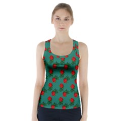 Red Roses Teal Green Racer Back Sports Top by snowwhitegirl