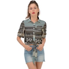 Radio Cassette Speaker Sound Audio Tie Front Shirt  by Simbadda