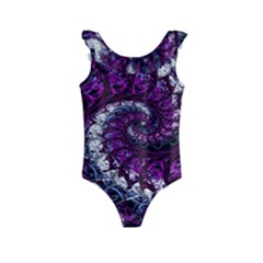 Fractal Background Swirl Art Skull Kids  Frill Swimsuit by Simbadda