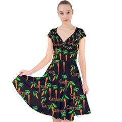 Carrots Pattern Cap Sleeve Front Wrap Midi Dress by bloomingvinedesign