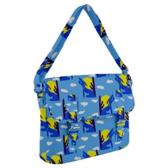 Blue Coyote Pattern Buckle Messenger Bag by bloomingvinedesign