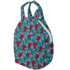 Red And Blue Green Floral Pattern Travel Backpacks by bloomingvinedesign