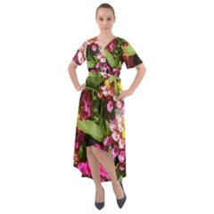 Summer Lantana W Bee Front Wrap High Low Dress by Riverwoman