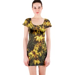 Echinacea Paradoxa Short Sleeve Bodycon Dress by Riverwoman