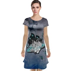 Sport, Surfboard With Flowers And Fish Cap Sleeve Nightdress by FantasyWorld7