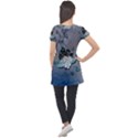 Sport, surfboard with flowers and fish Puff Sleeve Tunic Top View2