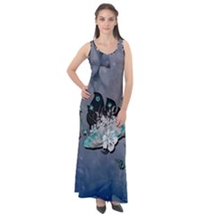 Sport, Surfboard With Flowers And Fish Sleeveless Velour Maxi Dress by FantasyWorld7