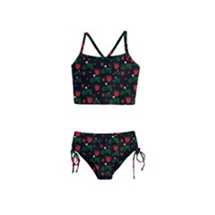 Strawberries Pattern Girls  Tankini Swimsuit by bloomingvinedesign