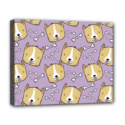 Corgi Pattern Deluxe Canvas 20  X 16  (stretched) by Sudhe