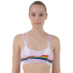 Pink Fluffy Unicorns Dancing On Rainbows Drawing Line Them Up Sports Bra by Sudhe