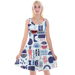 Vector Illustrated Pattern Design Reversible Velvet Sleeveless Dress by Sudhe