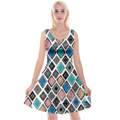 Diamond Shapes Pattern Reversible Velvet Sleeveless Dress by Sudhe