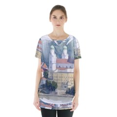 Architecture Old Sky Travel Skirt Hem Sports Top by Simbadda