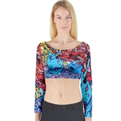 Graffiti Wall Mural Painting Arts Long Sleeve Crop Top by Simbadda