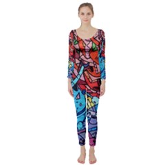 Graffiti Wall Mural Painting Arts Long Sleeve Catsuit by Simbadda