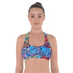 Graffiti Wall Mural Painting Arts Cross Back Sports Bra by Simbadda