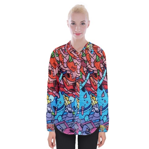 Graffiti Wall Mural Painting Arts Womens Long Sleeve Shirt by Simbadda