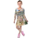 Architecture Town Travel Water Kids  Long Sleeve Velvet Dress View1