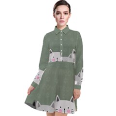 Cute Cats Long Sleeve Chiffon Shirt Dress by Valentinaart