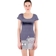 Cute Cats Short Sleeve Bodycon Dress by Valentinaart