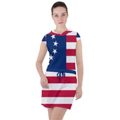 Betsy Ross Flag Drawstring Hooded Dress by Valentinaart