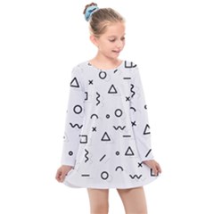 Memphis Pattern Kids  Long Sleeve Dress by Vaneshart