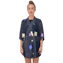 Memphis Pattern With Geometric Shapes Half Sleeve Chiffon Kimono by Vaneshart