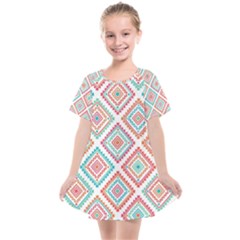 Ethnic Seamless Pattern Tribal Line Print African Mexican Indian Style Kids  Smock Dress by Vaneshart