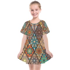 Colorful Vintage Seamless Pattern With Floral Mandala Elements Hand Drawn Background Kids  Smock Dress by Vaneshart