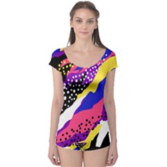 Colorful Abstract Waves Pattern Boyleg Leotard  by teeziner