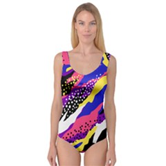 Colorful Abstract Waves Pattern Princess Tank Leotard  by teeziner