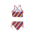 Rainbow Diagonal Stripes Girls  Tankini Swimsuit View2