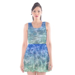 Water Blue Transparent Crystal Scoop Neck Skater Dress by HermanTelo