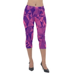 Triangulation Patterns Lightweight Velour Capri Leggings  by Vaneshart