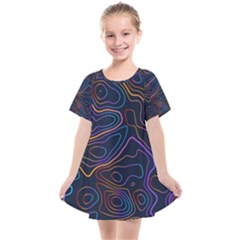 Topographic Colorful Contour Illustration Background Kids  Smock Dress by Vaneshart