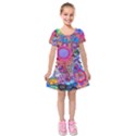 Red Flower Abstract  Kids  Short Sleeve Velvet Dress View1