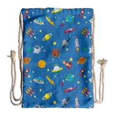 Space Rocket Solar System Pattern Drawstring Bag (large) by Vaneshart