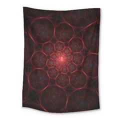 Fractal Spiral Depth Light Red Swirling Lines Medium Tapestry by Vaneshart