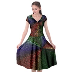 Abstract Colorful Pieces Mosaics Cap Sleeve Wrap Front Dress by Vaneshart