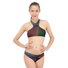 Abstract Colorful Pieces Mosaics High Neck Bikini Set by Vaneshart