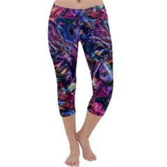 Multicolored Abstract Painting Capri Yoga Leggings by Vaneshart