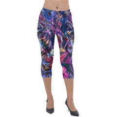 Multicolored Abstract Painting Lightweight Velour Capri Leggings  by Vaneshart