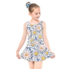 Flowers Pattern Lotus Lily Kids  Skater Dress Swimsuit by HermanTelo