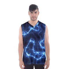 Lightning Electricity Pattern Blue Men s Sportswear by Mariart