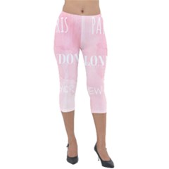 Paris, London, New York Lightweight Velour Capri Leggings  by Lullaby