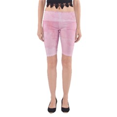 Pink Blurry Pastel Watercolour Ombre Yoga Cropped Leggings by Lullaby