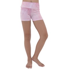 Pink Blurry Pastel Watercolour Ombre Kids  Lightweight Velour Yoga Shorts by Lullaby