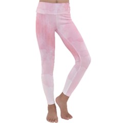 Pink Blurry Pastel Watercolour Ombre Kids  Lightweight Velour Classic Yoga Leggings by Lullaby