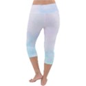 Pink blue blurry pastel watercolour ombre Lightweight Velour Capri Yoga Leggings View4