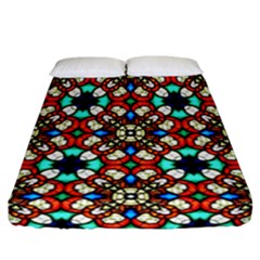 Stained Glass Pattern Texture Face Fitted Sheet (california King Size) by Simbadda